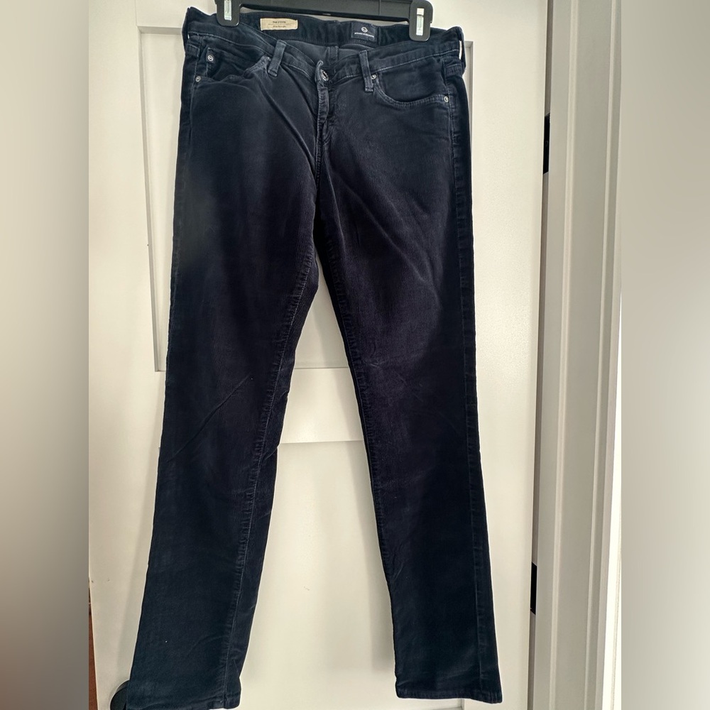 AG Adriano Goldschmied Midnight Black Straight Leg Corduroy Pants